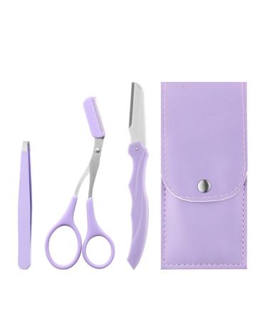 JOPOYOCO Eyebrow Trimmer Scissors with Comb Stainless Steel Eyebrow Razor Eyelash Hair Scissors Beginner Eyebrow Trimmer Set Make Up Tool