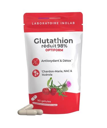 INOLAB Glutathione 400mg NAC Milk Thistle Acerola Bio - GASTRO RESISTANT Capsules Optimized assimilation - Glutathione with Bio Fe