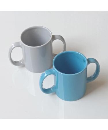 AncientImpex Dual Handle Mug Set of 2 - BPA-Free Ceramic Mugs for Tremors - 11.83 Fl. Oz. (Blue Gray) - Buy Online on GoSupps.com