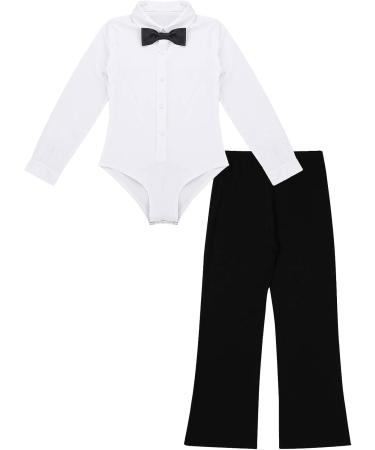 YiZYiF Kids Boys Latin Dancewear Set | Long Sleeve Dance Shirts & Pants | Modern Ballroom Salsa Tango | White | Size 10-12 Years - Buy Online on GoSupps.com