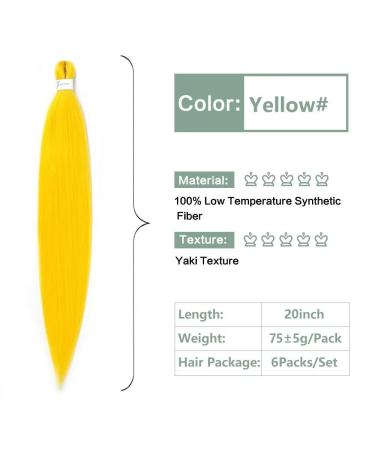 YDDM 20 Pre-Stretched Braiding Hair Extensions - 6 Packs Yellow Jumbo Braids for Art and Braid Styling - Buy Online on GoSupps.com