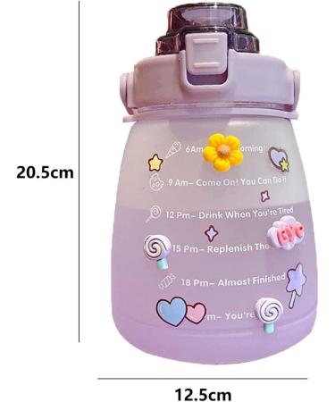 BOQQ Glitz Big Belly Bottle 1.4l | Purple Water Bottle with Times, Straw, Shoulder Strap & 3D Stickers - Buy Online on GoSupps.com