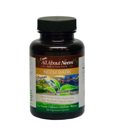 Neem Bark Capsules 400 mg Organic Fresh Ground Neem Bark Powder Grown in America 120 Count & Made in USA Vegan