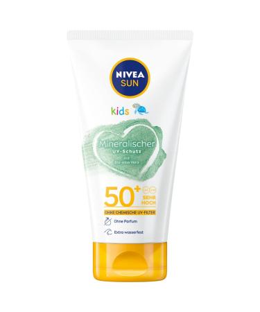 Nivea Sun Kids 100% mineral protection lotion LSF 50+ (150 ml) extra waterproof children sunscreen sun lotion for immediate and highly effective UVA/UVB protection 150 ml (1 Pack) sun