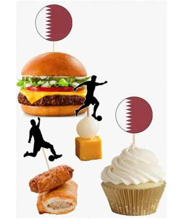 Qatar Football Silhouette Flag Mix Party Food & Cupcakes Picks Decorations Toppers (pack of 14) - Buy Online on GoSupps.com