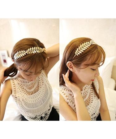 SALOCY Gold Leaf Branch Bridal Hair Crown Headband - Elegant Wedding Accessory - Buy Online on GoSupps.com