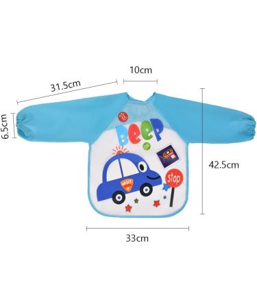 Vicloon Baby Waterproof Sleeved Bibs 4 Pcs - Unisex Feeding Apron for Infant & Toddler 6 Months to 3 Years - Blue/Green/Red/Pink - Buy Online on GoSupps.com
