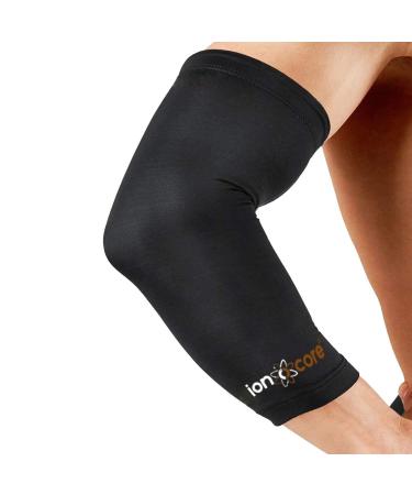 ionocore Copper Elbow Support Sleeve For Men & Women - Golfers & Tennis Elbow Support - Compression Arm Support - Elbow Sleeves For Weightlifting - Tendonitis & Epidcondylitis Pain Relief & Recovery Black Large: 12.5"-14"