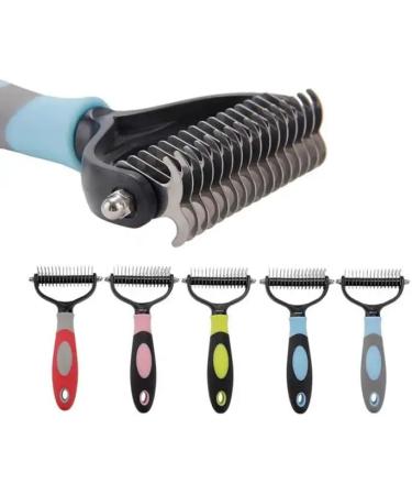 Double Sided Shedding and Dematting Undercoat Rake Comb Brush for Dogs and Cats (Blue/Black) - Buy Online on GoSupps.com