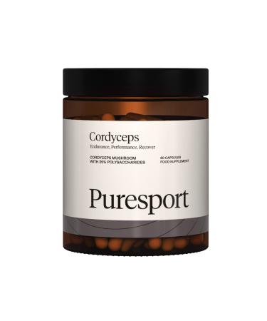 Puresport Cordyceps Supplement | 60 Capsules | Cordyceps Mushrooms with 25% Polysaccharides | Cardiovascular Cordyceps Endurance Performance and Recover