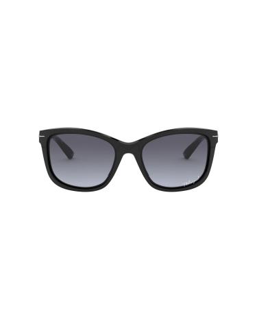 Oakley Women's Oo9232 Drop-in Cat Eye Sunglasses Polished Black/Grey Gradient Polarized 58 Millimeters