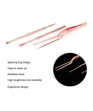 Stainless Steel 3-Piece Ear Cleaning Tool Set Ear Spoon Earwax Remover & Rotatable Tweezers for Effective Ear Care - Buy Online on GoSupps.com