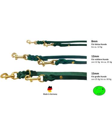 Buy Dogeleine Double Linen Leash for Small & Large Dogs - Adjustable 2.40m x 8mm in Fir Green | Durable Fat Leather & Brass | International Shipping Available - Buy Online on GoSupps.com