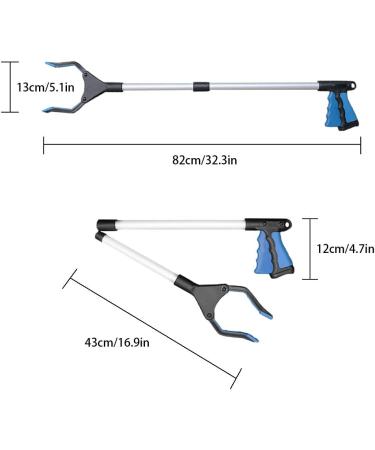 Reacher Grabber Tool Pickup Tool Reaching Assist Tool for Trash Pick Up Nabber Litter Picker 82cm Foldable Grabber Reacher for Elderly Lightweight Extra Long Handy Trash Claw Grabber Arm Extension Blue - Buy Online on GoSupps.com