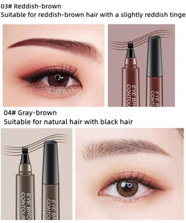 2Pcs Magical Precise Waterproof Natural Microblading Eyebrow pen with 4 Fork Tip Pencil Natural Looking Brows Effortlessly and Stays on All Day-Gray brown - Buy Online on GoSupps.com