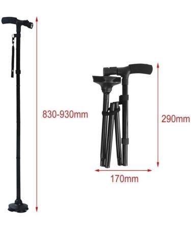 Crutches LED Light Safety Walking Stick for Old Man Folding Supports Legs After Injury Or Surgery Black Interesting - Buy Online on GoSupps.com