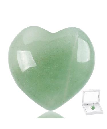 Green Aventurine Heart Worry Stones Pocket Palm Stones for Meditation Reiki Chakra Balancing Collection Energy Anxiety Stress Relief Pocket Thumb Mini Crystals Wicca Collectors