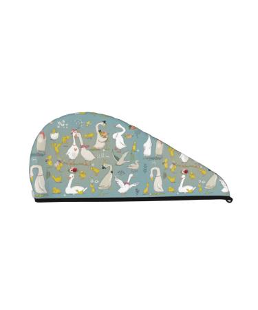 Cute Farm Birds Microfiber Hair Towel Soft Super Absorbent Hair Towel Wrap for Women Coral Velvet Quick Dry Hair Cap for Long Curly and Thick Hair
