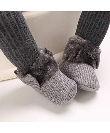 Spring Winter Warm Fleece Booties for Baby | Non-Slip Soft Sole Shoes for Boys and Girls | Adjustable Crawling Prewalker Boots 0-18 Months - D Grey - Buy Online on GoSupps.com