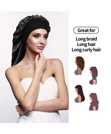 Satin Sleep Cap Set for Curly Hair and Dreadlocks - 4 Pack | Long Braids & Silky Hair Bonnets for Women | One Size Fits All - Buy Online on GoSupps.com