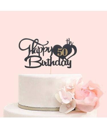 50 Cake Topper for 50th Birthday 50 Birthday Decoration Happy Birthday Toppers for Cakes Personalised Cake Toppers Birthday Black and Gold Cake Topper Birthday Cake Decorations for Birthday Party - Buy Online on GoSupps.com
