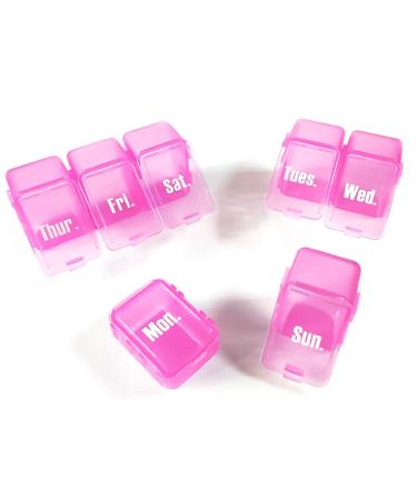 Pill Boxes 7 Day 1 Times a Day with 7 Compartments (Detachable/Combined) Travel Pill Box Organiser Pill Holder for Vitamins and Medication Pink