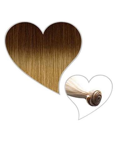 Global Extend human hair weft 45cm ombr #06/15 110 g hazelnut brown/chai blonde 100 cm (1 pack)
