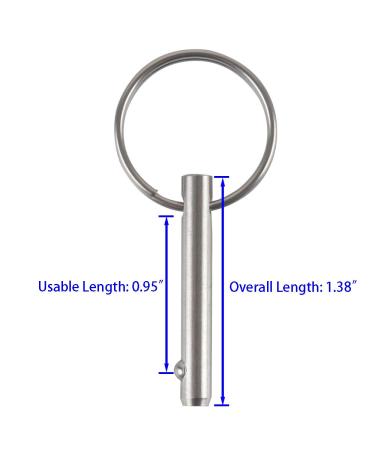 4 Pack Small Quick Release Pins - 3/16 Diameter, 0.95 Usable Length - 316 Stainless Steel Bimini Top Pins - Buy Online on GoSupps.com
