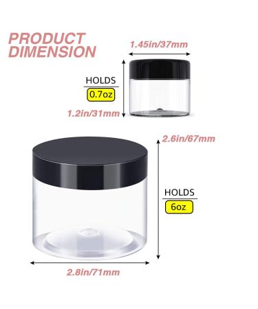 24 Pack 6oz Small Plastic Containers with Lids + 20g Cosmetic Sample Jars - Ideal for Lip Scrub, Body Butters, Slime - Craft Storage with Black Lids - Buy Online on GoSupps.com