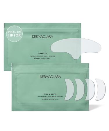 Dermaclara Silicone Face Patches for Wrinkles & Fine Lines - Silicone Fusion Treatment Anti-Wrinkle Patches for Pregnancy Safe SkinCare - Reusable Under Eye  Forehead & Face Wrinkle Patches