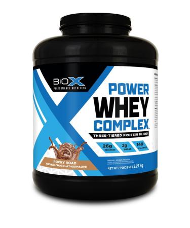 BioX Power Whey Complex | High Protein 100% Pure Whey Protein Powder | 26g Protein | Nitrogen-Rich Three Tiered Powder with Whey Concentrate Whey Isolate Hydrolyzed Whey | 65 Servings 5LB (Rocky Road) Rocky Road 65 Servings (Pack of 1)
