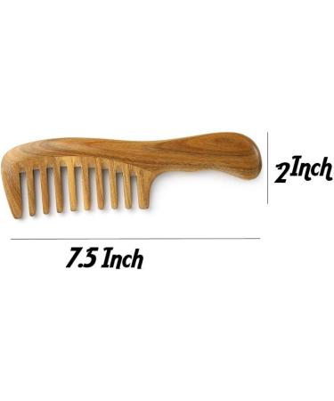 MABSSI Wide Tooth Natural Sandalwood Hair Comb- No Static Wooden Detangling Comb with Smooth Handle for Thick Curly Wavy Hair - Buy Online on GoSupps.com