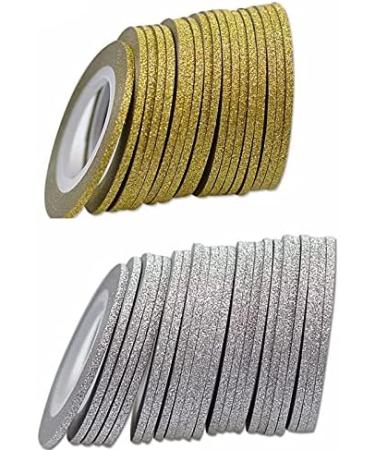 20 Rolls Laser Gold Silver Glitter Nail Art Striping Tape Lines Width 1mm-Striping Tape for Nail Art-Nail Striping Tape Foil-Nail Striping Tape Thick-Nail Striping Tape with Dispenser-Self-Adhesive DIY Nail Art Tape Mix color - Buy Online on GoSupps.com