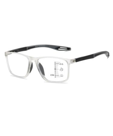 Progressive Multifocus Reading Glasses for Men Women Flexible Sports Glasses Anti blue Light Computer Readers(Couleur:Clear Grandeur:1.5x)