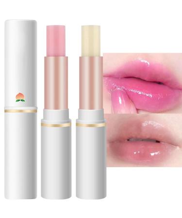 BINGBRUSH 2 Pcs Peaches Color Changing Lipstick &Lip Balm  Long Lasting Labiales Lip Gloss Tinted Magic Lip Stain Makeup Moisturize Lipstick Set for Women 2 Count (Pack of 1) 2pcs Peaches Lipstick +Lip Balm