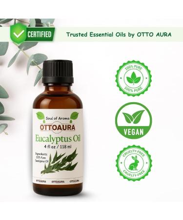 OTTO AURA Pure Eucalyptus Essential Oil 4 Fl Oz (118ml) Premium Grade with Glass Dropper - Buy Online on GoSupps.com