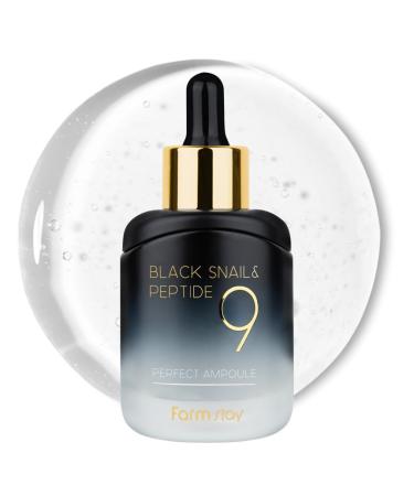 Farmstay Black Snail & Peptide9 Perfect Ampoule Korean Snail Mucin Serum for Elastic & Glow Skin Boosting Radiance & Repairing Skin Barrier Serum for Women & Men Korean Skin Care 1.18 Fl. Oz.