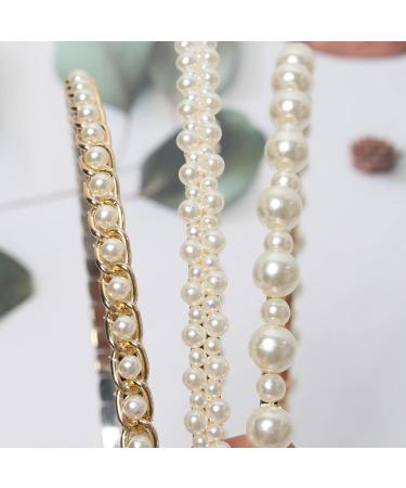 3 Pack White Faux Pearl Headbands - Bridal Hair Accessories for Women & Girls - Buy Online on GoSupps.com