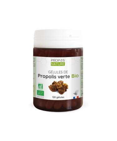 Green Propolis Organic Vegetable Capsules - 100mg/capsule - 60 capsules - No coloring or preservatives - Certified organic -