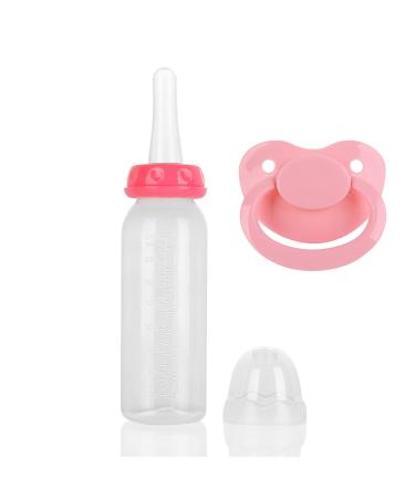 Adult Bottle with Big Sized Pacifier Set 8.1oz (Pink)