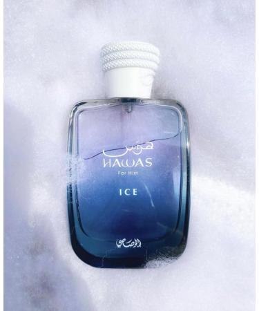 Hawas Ice Eau de Perfume Spray For Men - With the notes of Frozen Apple Italian Bergamot Italian Lemon Star Anise - 3.4 Fl Oz Blue - Buy Online on GoSupps.com