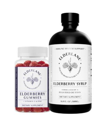 Elderlane Elderberry Syrup and Elderberry Gummies - Formerly RD Naturals - Immune Support Supplement for Adults and Kids - 16.9 Oz Syrup and 60ct Gummies