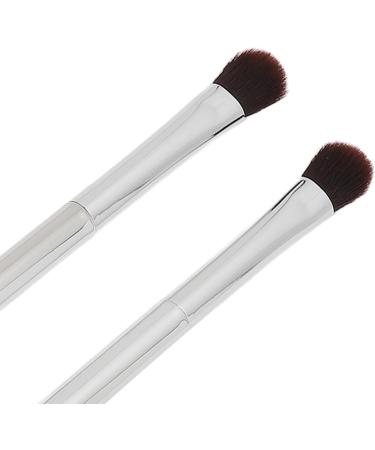 Slanted Eyebrow Brush Professional Double Ended Ergonomic Silver Portable 2pcs Eyeshadow Brush Makeup for Party - Buy Online on GoSupps.com