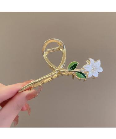 Gold Lily Flower Metal Hair Claw Clip for Thick, Thin, Curly Hair - Fashion Hair Accessory for Women and Girls - Buy Online on GoSupps.com