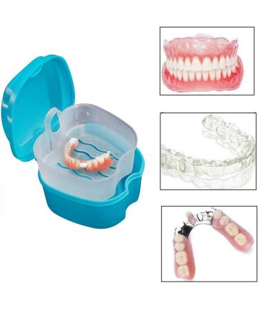 1 Pcs Denture Case Orthodontic Dental Retainer Box False Teeth Storage Container Denture Cleaning Box with Filter Portable and Easy to Travel (Blue) - Buy Online on GoSupps.com