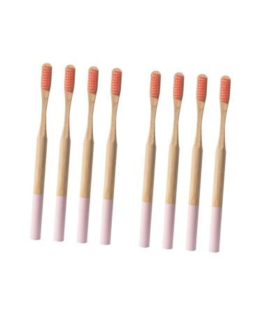 FRCOLOR 8 Pcs Bamboo Toothbrush Adult Toothbrush Cleaning Toothbrushes -Friendly Toothbrush Soft Bristle Toothbrush Sustainable Tooth Brushes Soft Fur Wooden Pink Bristles Travel