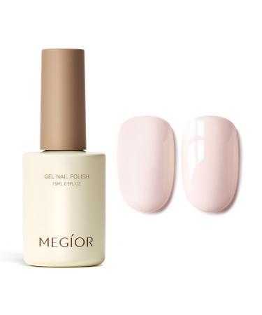 MEGIOR Pale Pink Gel Nail Polish 15ml White Wedding Gel Polish High Gloss Soak Off UV LED Nail Gel Polish for Nail Art Manicure Salon DIY Home Gift for Girls