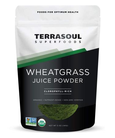 Terrasoul Superfoods Organic Wheat Grass Juice Powder, 5 Ounces - USA Grown | Made From Concentrated Juice | Superior to Wheatgrass