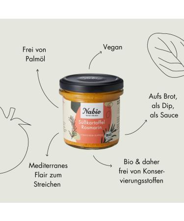 NABIO Mediterranean Sweet Potato Rosemary Spread | Vegan | 6 x 135g Pack - Healthy Gourmet Snack - Buy Online on GoSupps.com