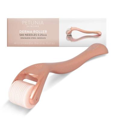 Rose Gold Derma Roller 0.25mm 540 Stainless Steel Needles Microdermabrasion Instrument For Face Includes Free Storage